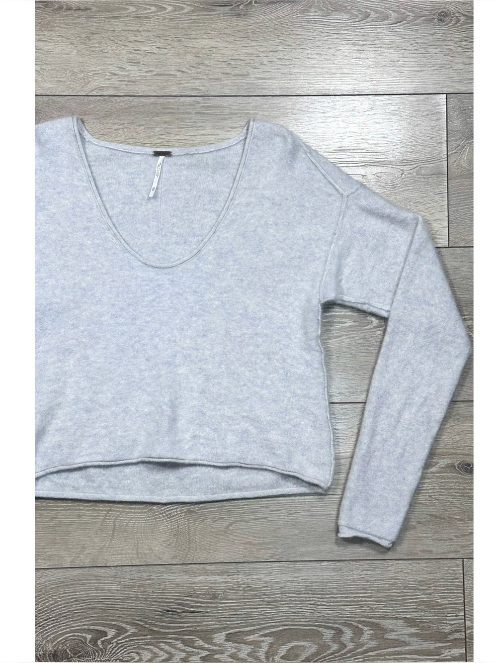 Free People 100% Cashmere Scoop Neck Slouchy Cropped Sweater *Flaw*